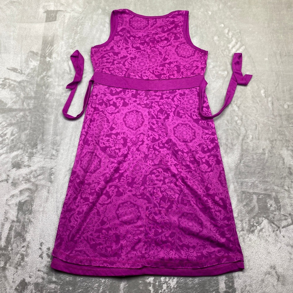 Eddie Bauer Floral Print Sleeveless Dress Women's Medium Purple Tie Waist A-Line - Picture 7 of 8